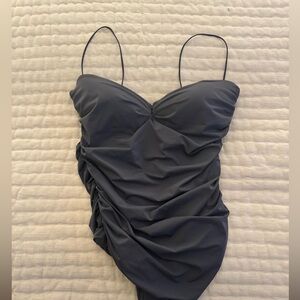 ARITZIA Padded Grey Ruched Bodysuit
